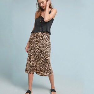 Anthropologie Bias Satin Midi Skirt